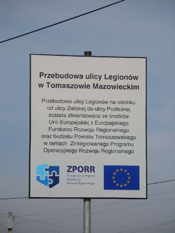 Przebudowa ulicy Legionw w Tomaszowie Mazowieckim na odcinku od ulicy Zielonej do ulicy Podlenej